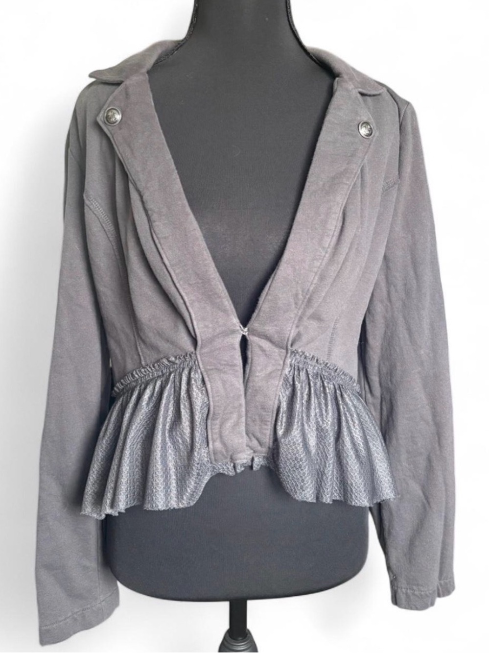 Mudd Gray Peplum Jacket with Gathered Hem